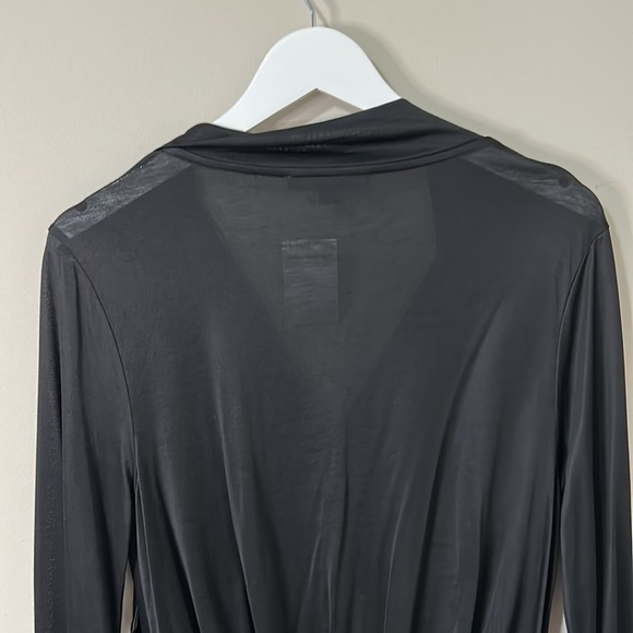 All Saints Penelope Tie Neck Bodysuit Loose Fit V-Neck Long Tie Sleeve Sz 2 NEW - Picture 10 of 14